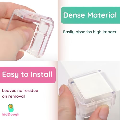 Image of KidDough Baby Proofing Corner Guards, Corner Protector for Sharp Edges, Table Corner Protector for Baby Safety (Square Transparent)