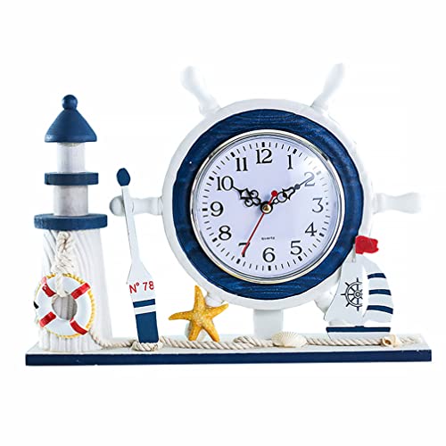 Fomiyes Ocean Style Ornaments Ship Anchor Desk Clock Nautical Lighthouse Desktop Clock Bedside Clock Beach Sea Theme Home Decor For Home Livingroom Bedroom Lighthouse Clock #TOP6