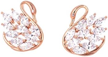 Grace Swan Design Pierced Stud Earrings AAA CZ Jewelry for Women Gold Plated