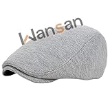 Wansan Men’s Newsboy Gatsby Cabbie Hats Cotton Adjustable Driving Winter Hat Light Grey