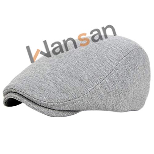 Wansan Men’s Newsboy Gatsby Cabbie Hats Cotton Adjustable Driving Winter Hat Light Grey #TOP1