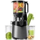 Entsafter, 350W Entsafter Gemüse und Obst, 135mm Großer Fütterungsrutsche, 1L Füllvolumen, Slow Juicer Maschinen für ganzes Obst und Gemüse, Feinfach mit Pinsel zu reinigen