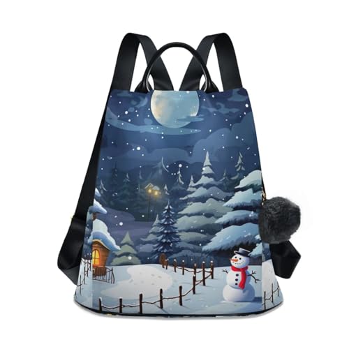 Sac à dos femme bonhomme de neige chic avec poche antivol