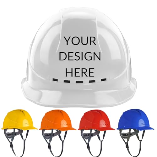 Custom Hard Hat with Suspension, Construction Adjustable Ratchet Hard Hats,Personalise Hard Hat,Add Your/Logo/Text/Photo (A Style)