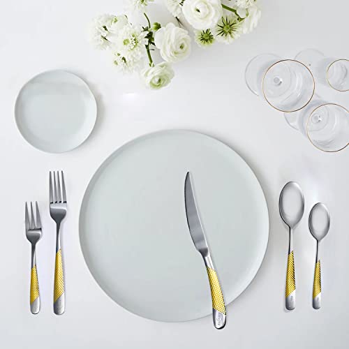 Awinjoy Silverware Set,20 Piece Food Grade Stainless Steel Mirror Polished Flatware,Gold Kitchen Accessories Cutlery Set For 4,Include Knife Fork Spoon,Dishwasher Safe #TOP4