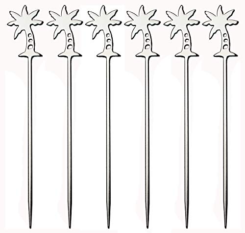 image for Prodyne Palm Tree Cocktail Picks, Set of 6, Silver