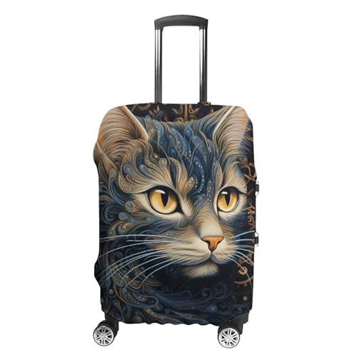 Drawing of A Cat Luggage Cover, Elastic Luggage Protector Fits 19-32in Suitcases, Washable & Anti-Scratch Suitcase Cover for Men Women L
