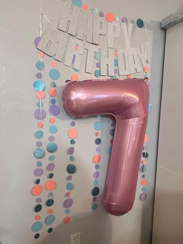 Image of 7 Balloon Numbers Birthday Decorations, 40In Pink Balloons for Men Women | Eye-catching Appearance, Perfect Decorative Centerpieces, Convenient Self-sealing Structure, Widely for Various Occasions