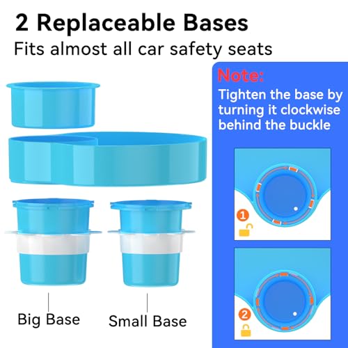 Image of [2 Packs Blue & Pink] Kids Car Seat Tray, Travel Tray with Cup Holder for Toddler Baby, Kids Car Seat Food Snack Organizer for Road Trip, Stroller snack Organizer Travel Must Haves Toddler Must Haves