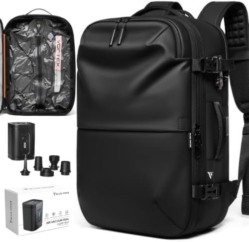 BlackVoyage Vortex Vacuum Seal Travel Backpack 60L Expandable Air Compression System Water Resistant TSA Lock Carry-On