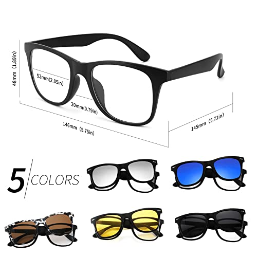 Feisedy Magnetic Clip On Sunglasses Tr90 Square Glasses Frame Tac 5Pcs Replacement Lens Set Sunglasses For Men Women B2884 #TOP5