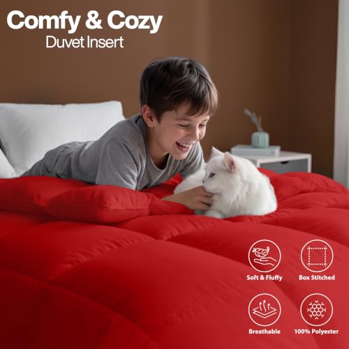 Image of Utopia Bedding Comforter King Size, Duvet Insert, Red, 90 x 102 Inches