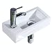 Gimify Bathroom Corner Sink, Mini Wall Mount Sink Toilet Vessel Sink Ceramic White for Small Bathroom, Left Hand
