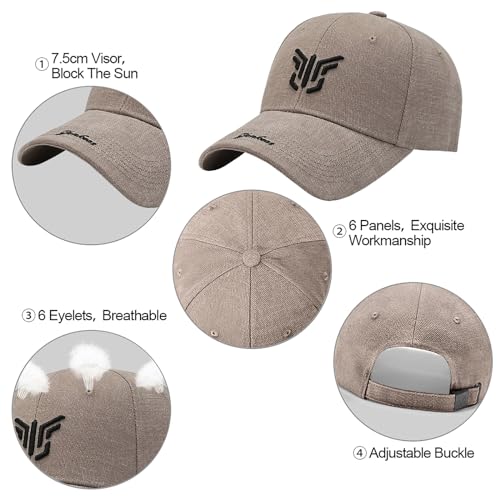 Enwokran Baseball Cap for Men with Adjustable Buckle, Unisex Peaked Embroidery Breathable Summer Sun Hat Sports Cap for Outdoor Causal Coton Trucker Hip Hop Dad Hat (Khaki) - Image 3