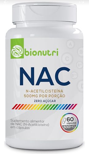 Nac N-Acetilcisteína - 60 cápsulas 500mg - Zero Açúcar - Bionutri