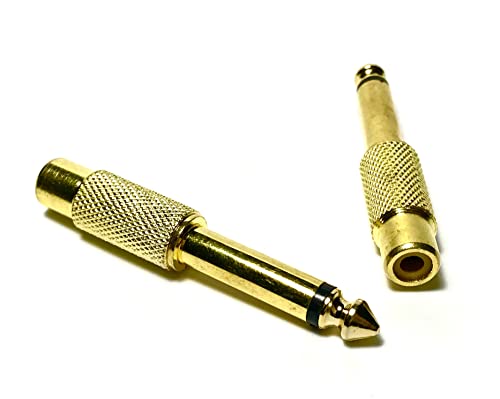 Access 【 2個セット 】 RCA フォン 変換 プラグ 6.35mmモノラルオス-RCAピンメスジャック 標準プラグ コネクタ 金メッキ オーディオアダプタ M164-2P