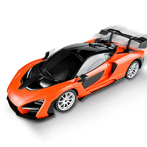 BEZGAR Remote Control Car - 1:24 Scale McLaren Senna Electric Sport Racing Toy Car Model Vehicle , 2.4Ghz Licensed RC Car Series for Girls and Boys Age 8 9 10 11 12 Years Holiday Ideal Gift (Orange)