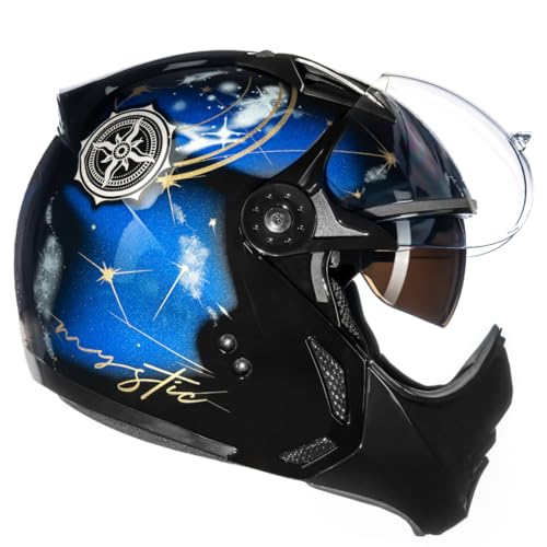Peels Capacete Aberto Moto com Queixeira Removível e Óculos Solar Interno Mirage Mystic Preto/Azul 5