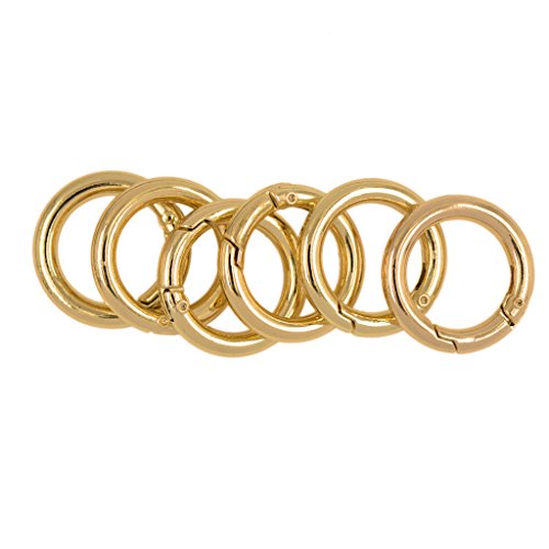 gazechimp 12 Peças Ouro Prata Redonda Snap Ganchos Primavera Anel Chave Mosquetão Acampamento Snap