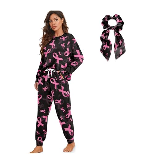 Eheartsgir Breast Cancer Awareness Nightgown for Women Shirt and Jogger