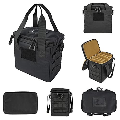 ProCase Tactical Gun Range Bag, Deluxe Padded Pistol Handguns Magazine Ammo Gear Accessories Pouch Duffle Bags with Adjustable Dividers for Hunting Shooting Range Sport – Black - Thumbnail 2