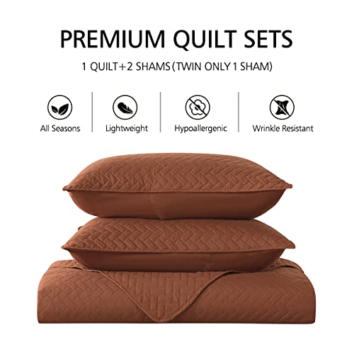Jml Quilts Set, Bedspread Coverlet Set With Pillowcases - 3 Piece Soft And Lightweight Bed Quilt For Spring, Autumn And Summer (Embossed Weave - Mocha Bisque, King(92"X104")) #TOP3