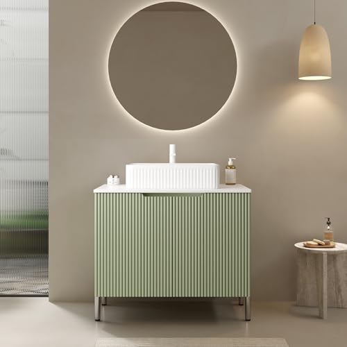 NUPczxg Green 30" Freestanding Bathroom Vanity with Ceramic Sink, Artificial