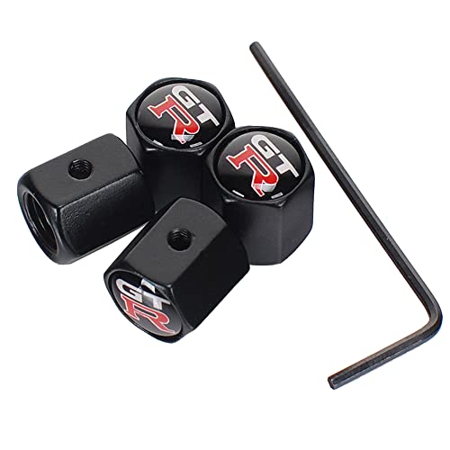 SLINGDA 4Pcs Car Tyre Valve Dust Caps for Nissan GTR R35 Rogue 350z Nv200 Versa Np300 X-Trail Juke Nismo Qashqai J11 Automobile Anti-theft Stainless Steel Hexagonal Tire Dustproof Cap