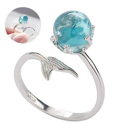 1pc réglable Bague sirène ouvert Anneaux Argent 925 Enroulable Corde Twisted Band Anneaux (Bleu) Bijoux cadeau Cover