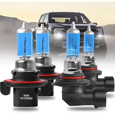 FZPJJNB Fits for FORD F-150 (2004-2014) H13/9008 High/Low Beam Halogen Headlight Bulbs + 9145 Fog Light Bulbs Combo, 300% Brightness Plug-n-Play Light Lamps, High Performance, 5500K White Light, 4P Cover
