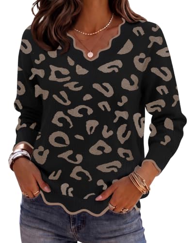 Image of Zeagoo Women's 2026 Fall V Neck Sweater Long Sleeve Lightweight Knit Tops
