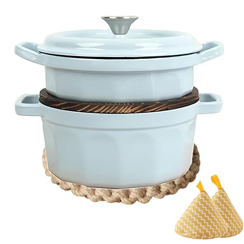 DYHQQ Cast Iron Roaster Cocotte With Steam Insert 4.5 L Round Dutch Ovens Dual HandleEnameled Cast Iron Dutch Oven Pot with Lid Oven Safe up to 500°F