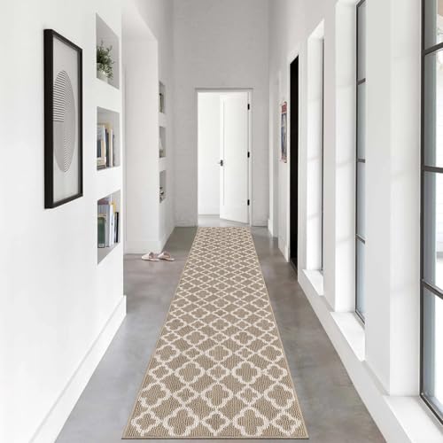 U'Artlines Runner Rug for Hallway 2×10feet Non Slip Kitchen Runners, Beige