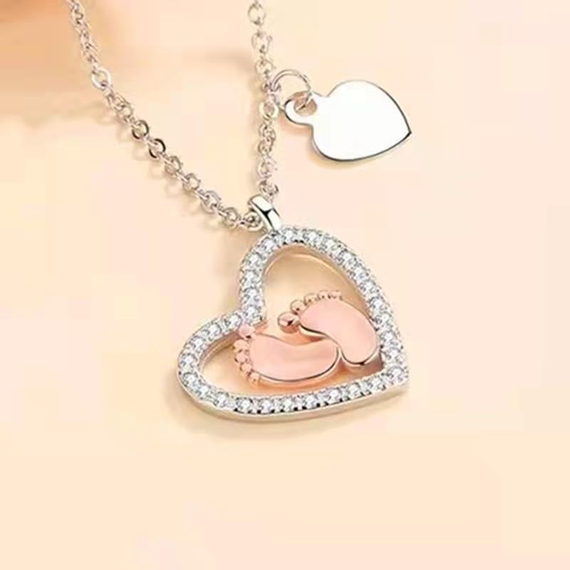 IPINK Baby Feet Heart Necklace Gift Set - To My Mommy, Pregnancy Gifts for First Time Moms - Image 4