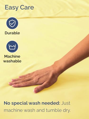 Image of Extra Deep Cal King Fitted Sheet - Single Fitted Sheet Only - Yellow | Easily Fits 18 inch to 24 inch Mattress, Soft, Wrinkle Free, Breathable & Comfy, Extra Deep Pockets Hotel Luxury Fitted Sheet