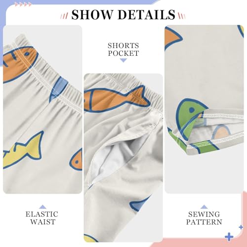 Fish Boys Pants Boys Athletic Pants Long Pant for Boywith Pockets Wide-Leg Size 6-14Y4