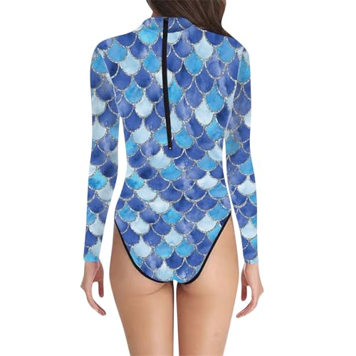 Generisch Elegante traje de baño con estampado de escamas de pescado para mujer, combinación perfecta de moda y confort, traje de baño Borat Leopard, azul, L