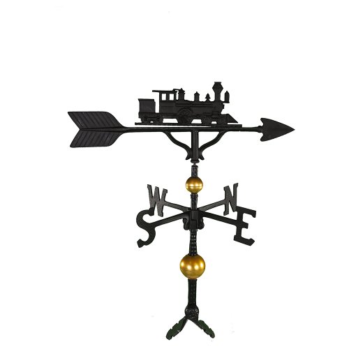 Montague Metal Products 32-Inch Deluxe Weathervane with Satin Black Train Ornament