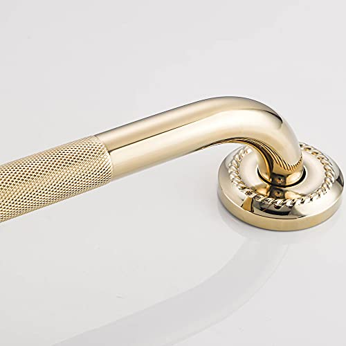 Impeu Textured Shower Grab Bar, 24-Inch Bathroom Support Rail, Stylish Bathtube Anti-Slip Safety Armrest Hand Rail, Polished Gold Finish, Good For Senior, Kids, Elderly #TOP5
