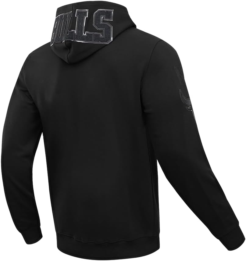 Pro Standard Mens NBA Chicago Bulls Classic Triple Black Full Zip Hoodie Black M - Image 4