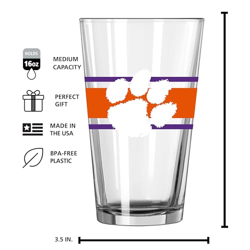 Image of Logo Brands NCAA 16 oz Pint Glass - Durable Glass With Bold Team Color- Chip-Resistant Rim Drinkware For Fans, Tailgates, Home Bars & Everyday Use