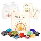 12 Glückssteine für Kinder, Stern Stein Handschmeichler Mitgebsel Kindergeburtstag 5 6 7 8 9 10 Jahre, Gastgeschenke Hochzeit Taufe, Kleine Geschenke Einschulung Schulanfang, Mitbringsel, Give Away