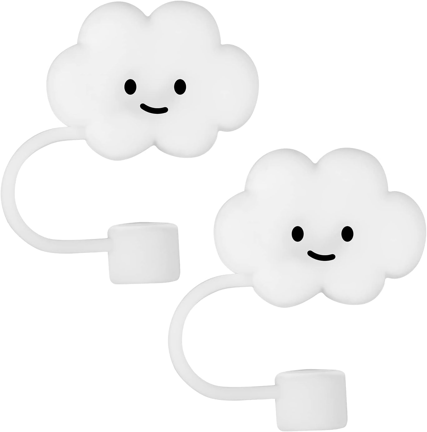 2pcs Straw Covers for Reusable Straws, Cute Straw Covers Cap Silicone Straw Tips Lids Dust-Proof Cloud Straw Covers Cap Straw Toppers for Sippy Cups with 8mm Diameter Straws (NOT for Stanley Straws)