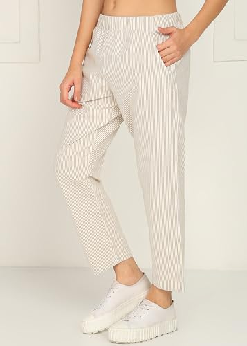 Image of Alan Jones Clothing Womens Mid Rise Cotton Relaxed Ankle Pants | 100% Cotton