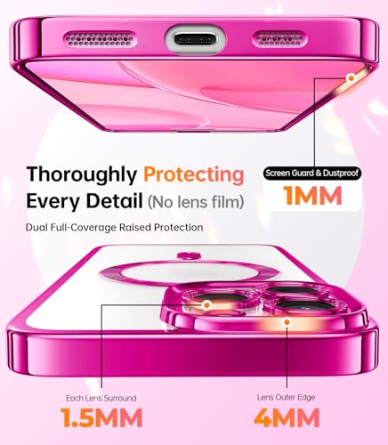 Coque Rose iPhone 16 Pro Max Magnétique Anneau Support Antichoc - 4