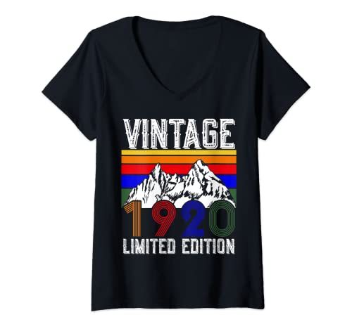 Mujer Vintage 1920 - 102 años niños niñas - 102 cumpleaños Camiseta Cuello V