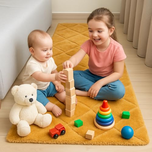 Image of Fluffy Silky Micro Fiber Polyster Carpet /Runner for Bedroom, Study Room, Playing Room, Guest Room ETC. 4x6 feet Feet, (P-10)