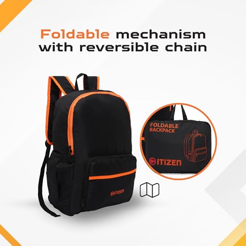 Image of Citizen Casual 75 Foldable Bag with Spacious Compartment, Hidden Pocket, Neon Shoulder Straps, Water Bottle Holders, and Quick-Access Pockets - Perfect for Travel Folable Backpack