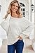 Cakulo Womens Off Shoulder Sweater Top Fall Outfits Fashion 2025 Oversized Knit Batwing Long Sleeve Crochet Sweaters White XL