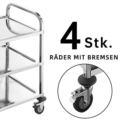 Chariot de service en acier inoxydable table desserte mobile roulettes - 4